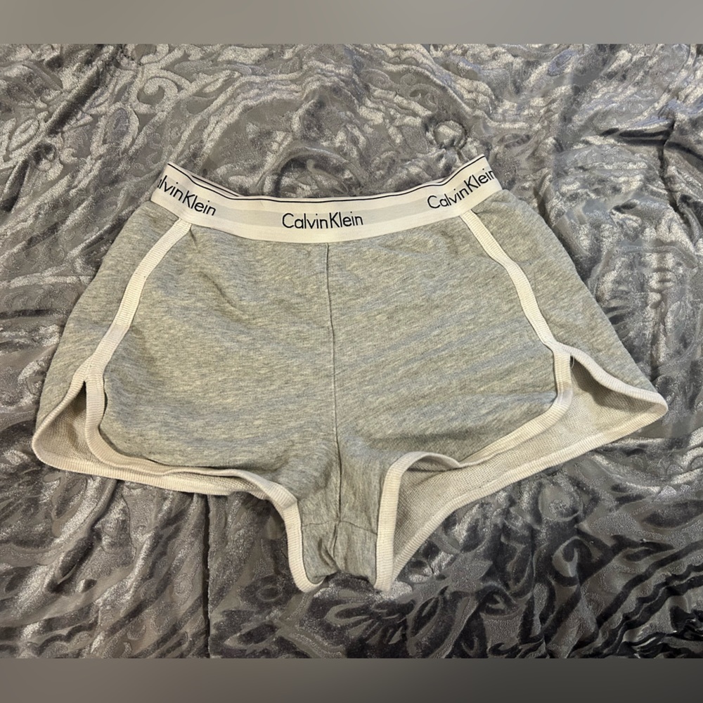 Gray Calvin Klein slant shorts